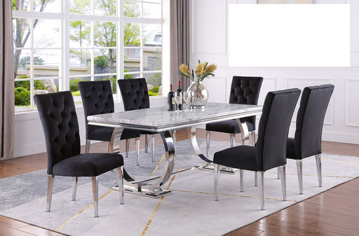 Mariano Furniture - LX01 - 7 Piece Rectangle Dining Table Set in Black/Silver - BM-LX01BLK7 - GreatFurnitureDeal