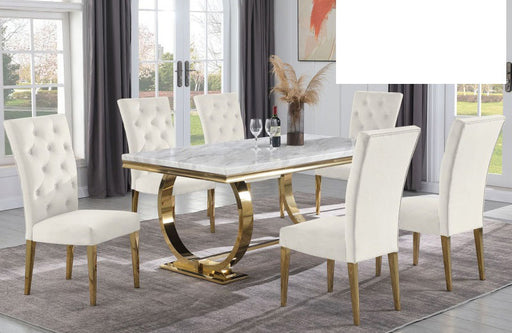 Mariano Furniture - LX01 - 7 Piece Rectangle Dining Table Set in Cream/Gold - BM-LX01CG7 - GreatFurnitureDeal