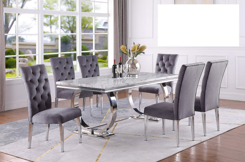 Mariano Furniture - LX01 - Rectangle Dining Table in Silver - BM-LX01T - GreatFurnitureDeal