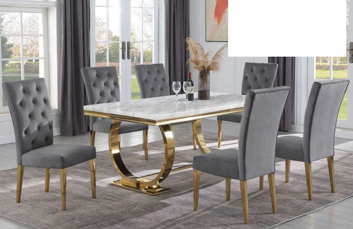 Mariano Furniture - LX01 - 7 Piece Rectangle Dining Table Set in Grey/Gold - BM-LX01GG7 - GreatFurnitureDeal