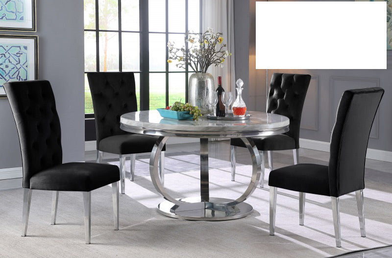 Mariano Furniture - LX02 - 5 Piece Dining Table Set in Black/Silver- BM-LX02BLK552 - GreatFurnitureDeal