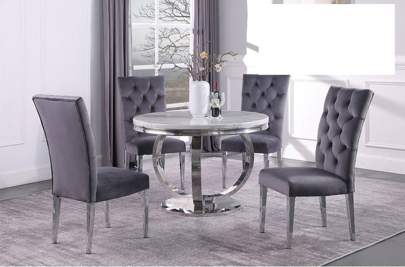 Mariano Furniture - LX02 - 5 Piece Dining Table Set in Grey/Silver- BM-LX02G5 - GreatFurnitureDeal