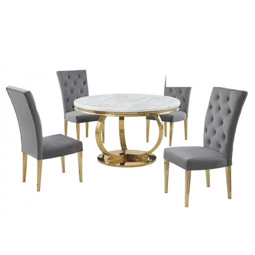 Mariano Furniture - LX02 - 5 Piece Dining Table Set in Grey/Gold - BM-LX02GG5 - GreatFurnitureDeal