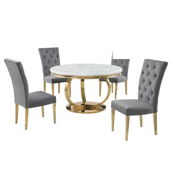 Mariano Furniture - LX02 - 5 Piece Dining Table Set in Grey/Gold - BM-LX02GG5 - GreatFurnitureDeal