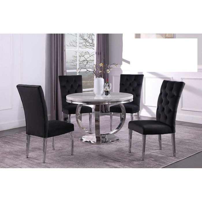 Mariano Furniture - LX02 - 5 Piece Dining Table Set in Black/Silver- BM-LX02BLK5 - GreatFurnitureDeal