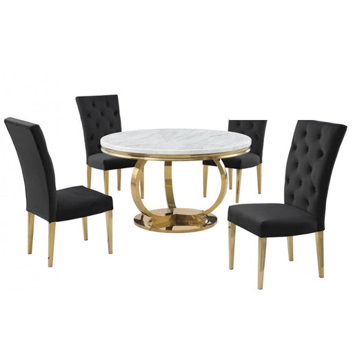 Mariano Furniture - LX02 - 5 Piece Dining Table Set in Black/Gold - BM-LX02BLKG5 - GreatFurnitureDeal