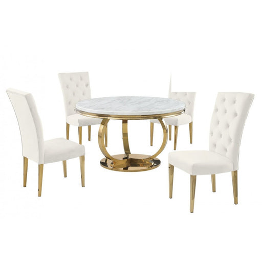Mariano Furniture - LX02 - 5 Piece Dining Table Set in Cream/Gold - BM-LX02CG5 - GreatFurnitureDeal