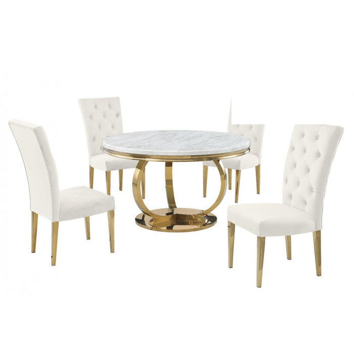 Mariano Furniture - LX02 - 5 Piece Dining Table Set in Cream/Gold - BM-LX02CG5 - GreatFurnitureDeal