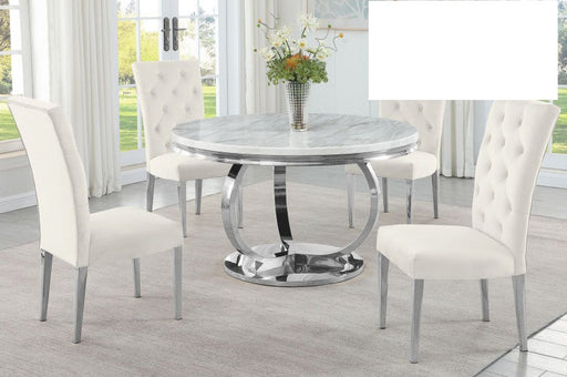 Mariano Furniture - LX02 - 5 Piece Dining Table Set in Cream/Silver- BM-LX02C5 - GreatFurnitureDeal