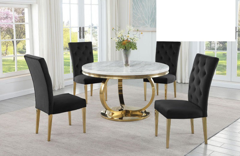 Mariano Furniture - LX02 - 5 Piece Dining Table Set in Black/Gold - BM-LX02BLKG5 - GreatFurnitureDeal