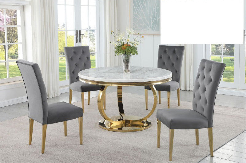 Mariano Furniture - LX02 - 5 Piece Dining Table Set in Grey/Gold - BM-LX02GG5 - GreatFurnitureDeal