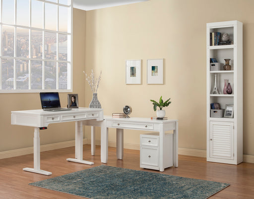 Parker House - Boca 5 Piece Power Lift L Shape Desk with File and Bookcase in Cottage White - BOC-5PC-LIFT-LDESK-F-BK - GreatFurnitureDeal