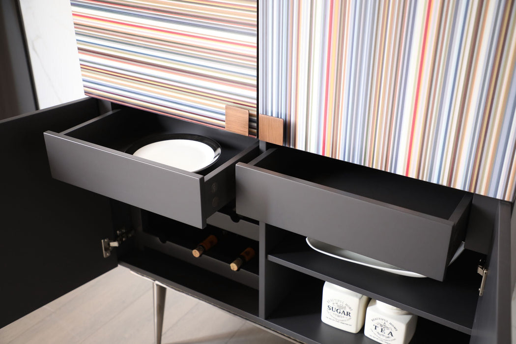 VIG Furniture - Modrest Macoy Modern Multicolor and Black Ash Wine Cabinet - VGVCGR2008-WINE