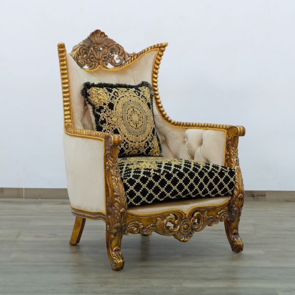 European Furniture - Maggiolini III Chair in Antique Bronze Black and Gold - 31059-C - GreatFurnitureDeal
