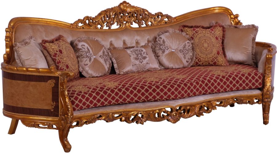 European Furniture - Modigliani III Luxury Sofa in Red and Gold - 31058-S - GreatFurnitureDeal