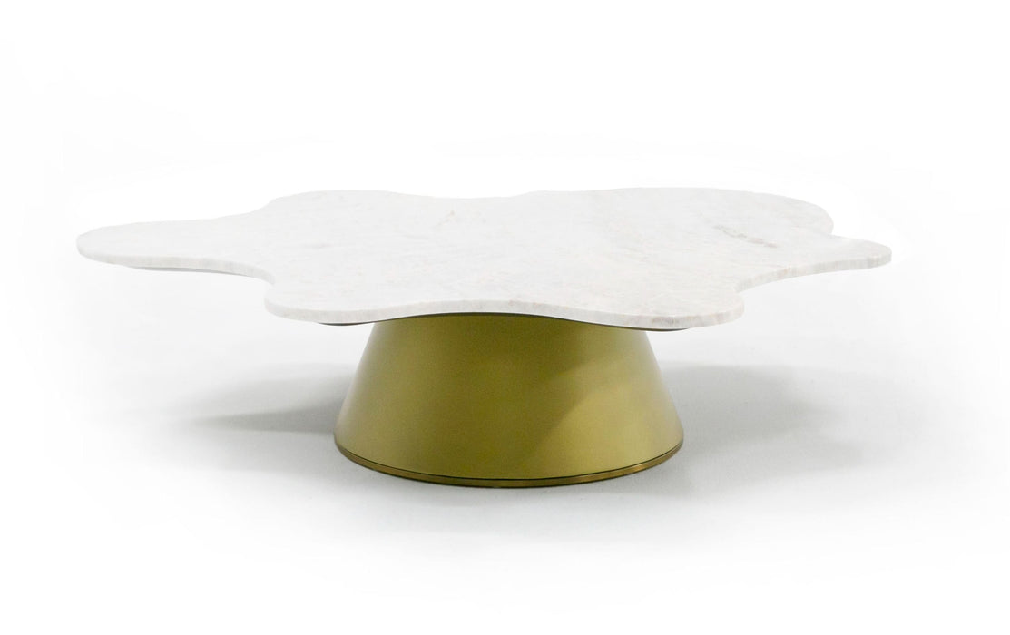 VIG Furniture - Modrest Gabbro Glam White Marble and Gold End Table - VGODLZ-220E - GreatFurnitureDeal