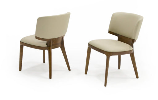 VIG Furniture - Modrest Stanley - Contemporary Beige Leatherette and Walnut Dining Chair (Set of 2) - VGCS-CH20066-DC - GreatFurnitureDeal