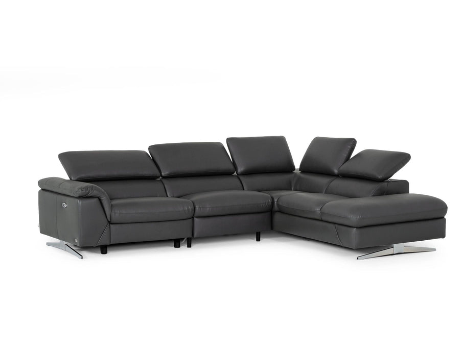 VIG Furniture - Divani Casa Maine Modern Dark Grey Eco-Leather Right Facing Sectional Sofa with Recliner - VGKNE9104-GREY1-SECT - GreatFurnitureDeal