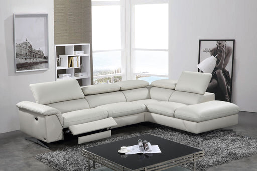 VIG Furniture - Divani Casa Maine - Modern Light Grey Eco-Leather Right Facing Sectional Sofa with Recliner - VGKNE9104-LGRY-RAF - GreatFurnitureDeal