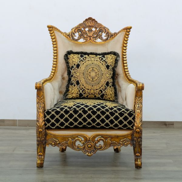 European Furniture - Maggiolini III Chair in Antique Bronze Black and Gold - 31059-C - GreatFurnitureDeal