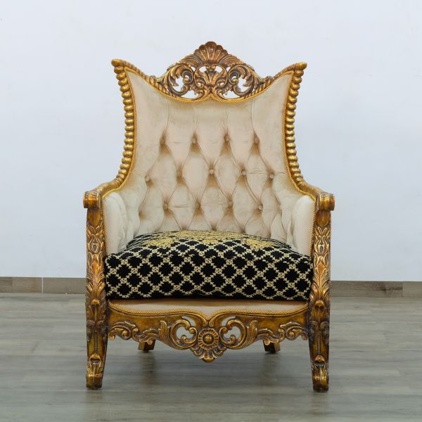 European Furniture - Maggiolini III Chair in Antique Bronze Black and Gold - 31059-C - GreatFurnitureDeal