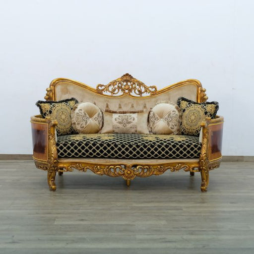 European Furniture - Maggiolini III Loveseat in Antique Bronze Black and Gold - 31059-L - GreatFurnitureDeal