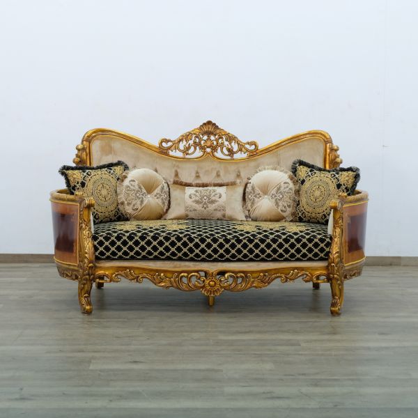 European Furniture - Maggiolini III Loveseat in Antique Bronze Black and Gold - 31059-L - GreatFurnitureDeal