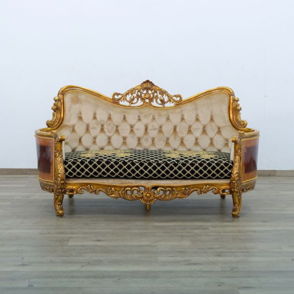 European Furniture - Maggiolini III Loveseat in Antique Bronze Black and Gold - 31059-L - GreatFurnitureDeal