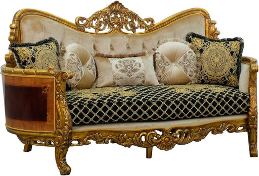 European Furniture - Maggiolini III Loveseat in Antique Bronze Black and Gold - 31059-L - GreatFurnitureDeal