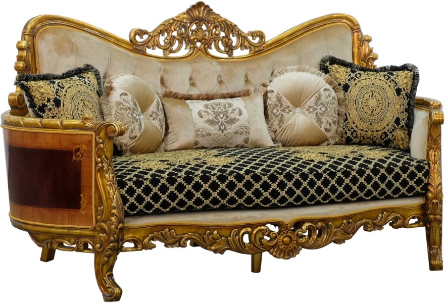 European Furniture - Maggiolini III Loveseat in Antique Bronze Black and Gold - 31059-L - GreatFurnitureDeal