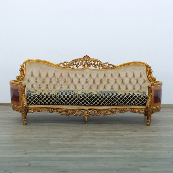 European Furniture - Maggiolini III Sofa in Antique Bronze Black and Gold - 31059-S - GreatFurnitureDeal