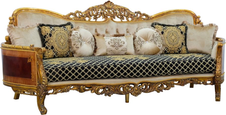 European Furniture - Maggiolini III Sofa in Antique Bronze Black and Gold - 31059-S - GreatFurnitureDeal