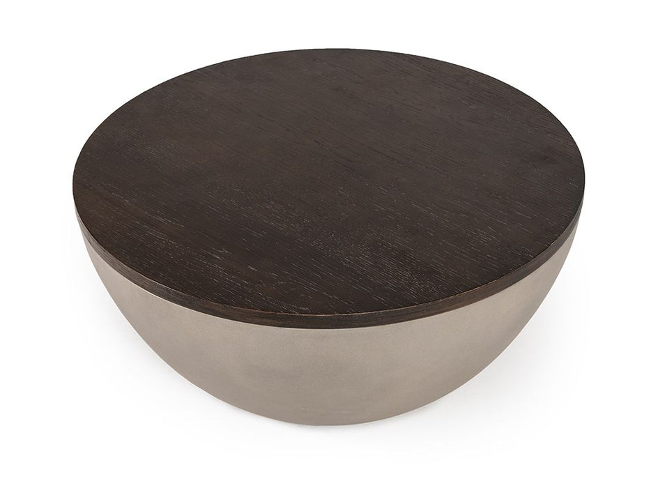 VIG Furniture - Modrest Marie Modern Concrete & Brown Oak Round Coffee Table - VGLBRYAN-CF70-02