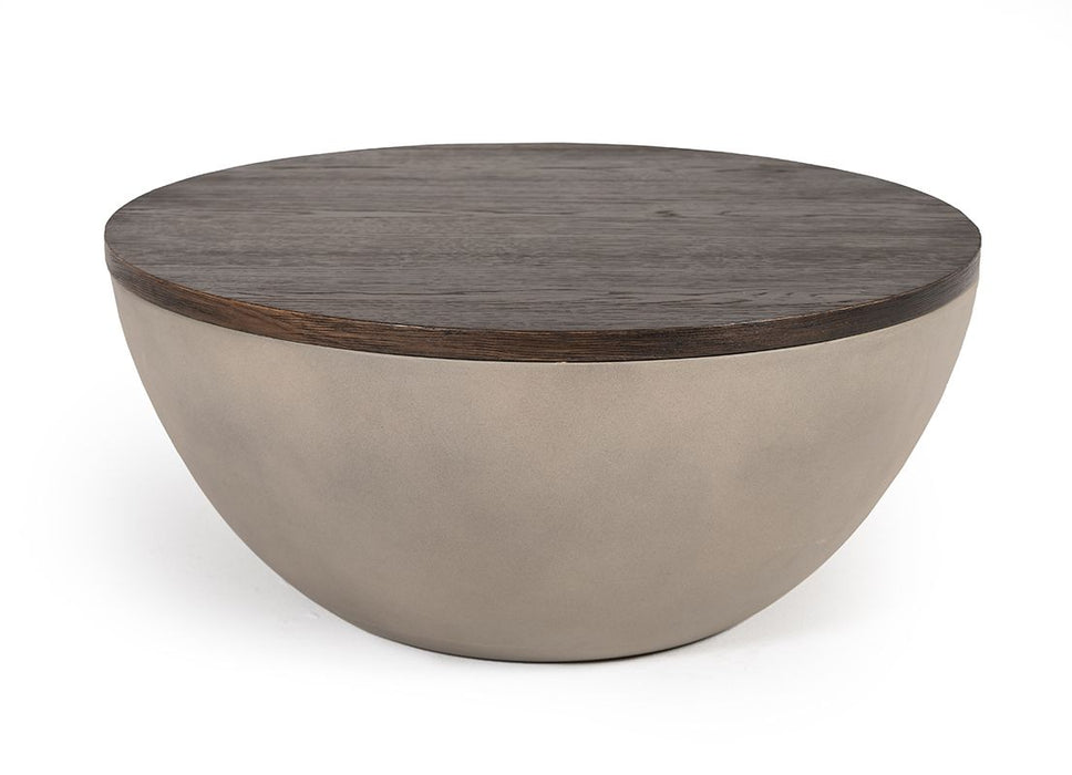 VIG Furniture - Modrest Marie Modern Concrete & Brown Oak Round Coffee Table - VGLBRYAN-CF70-02 - GreatFurnitureDeal
