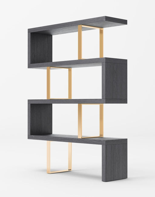 VIG Furniture - Modrest Maze Elm Grey & Gold Bookcase - VGBBMT1303-GLD-BOOK - GreatFurnitureDeal