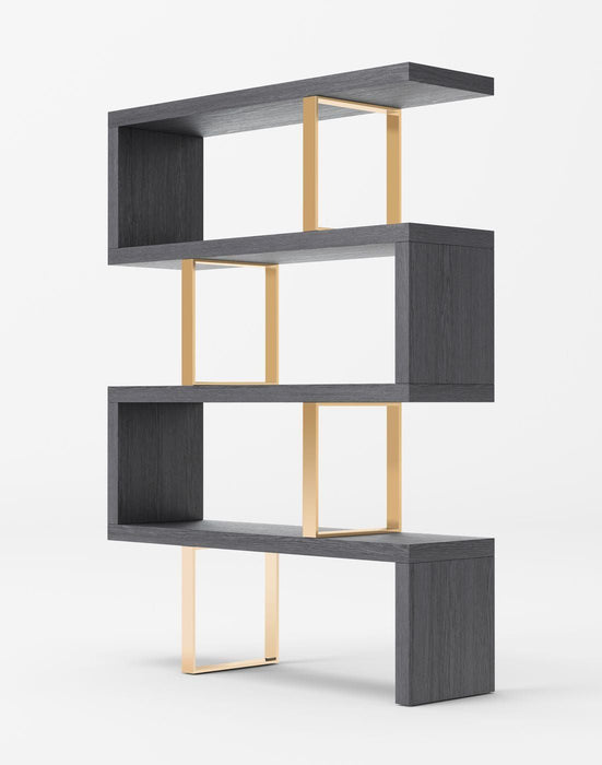 VIG Furniture - Modrest Maze Elm Grey & Gold Bookcase - VGBBMT1303-GLD-BOOK