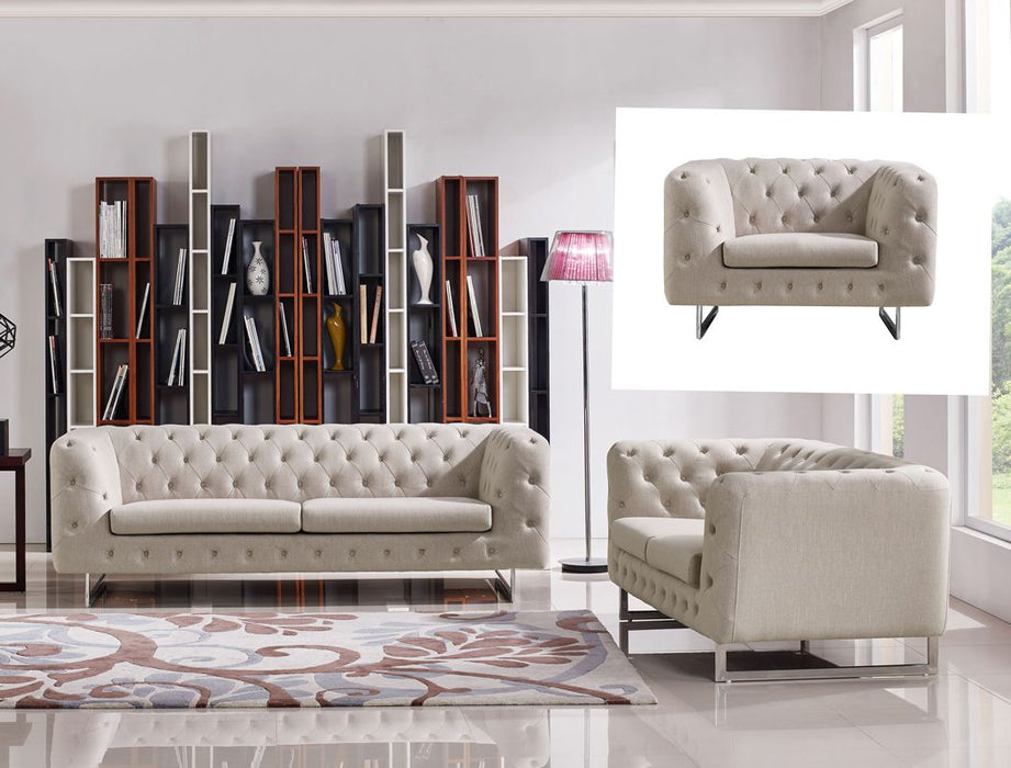 VIG Furniture - Estro Salotti Evergreen Modern Stone Grey Italian Leather Chair - VGMB-1619-CH