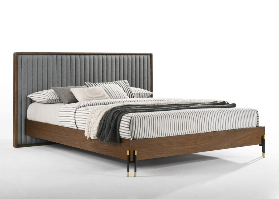VIG Furniture - Nova Domus Metcalf Mid-Century Walnut & Grey California King Bed - VGMABR-120-WAL-BED-california