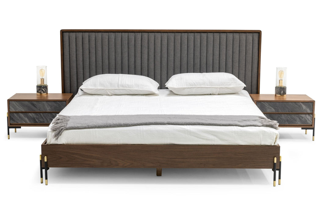 VIG Furniture - Nova Domus Metcalf Mid-Century Walnut & Grey California King Bed - VGMABR-120-WAL-BED-california - GreatFurnitureDeal