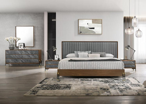 VIG Furniture - Nova Domus Metcalf Mid-Century Walnut & Grey Queen Bedroom Set - VGMABR-120-WAL-BED-SET-Q - GreatFurnitureDeal