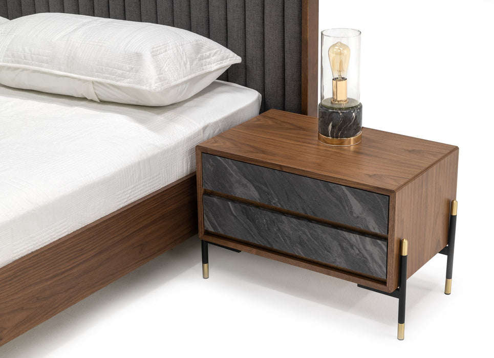 VIG Furniture - Nova Domus Metcalf - Mid-Century Walnut & Grey Queen Bed w/ Two Nightstands - VGMABR-120-BRN-BED-Q - GreatFurnitureDeal