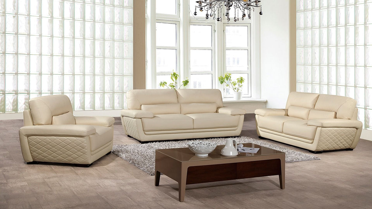 American Eagle Furniture - EK019 Cream Italian Leather Loveseat - EK019-CRM-LS - GreatFurnitureDeal