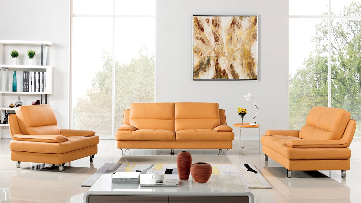 American Eagle Furniture - EK-B109 Yellow Genuine Leather Loveseat - EK-B109-YO-LS - GreatFurnitureDeal
