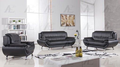 American Eagle Furniture - AE208 Black Faux Leather Loveseat - AE208-BK-LS - GreatFurnitureDeal