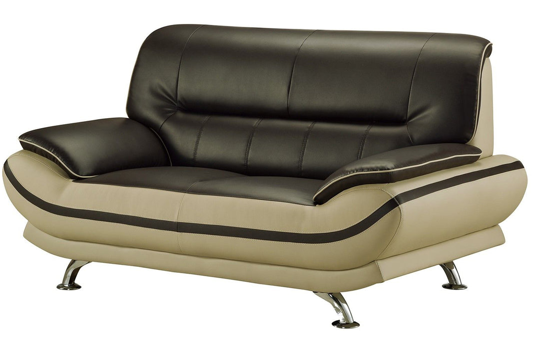 American Eagle Furniture - AE709-MA.LG Raisin and Khaki Faux Leather Loveseat - AE709-MA.LG-LS
