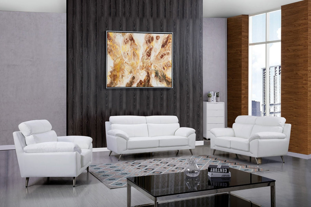 American Eagle Furniture - EK528 White Top Grain Leather Loveseat - EK528-W-LS