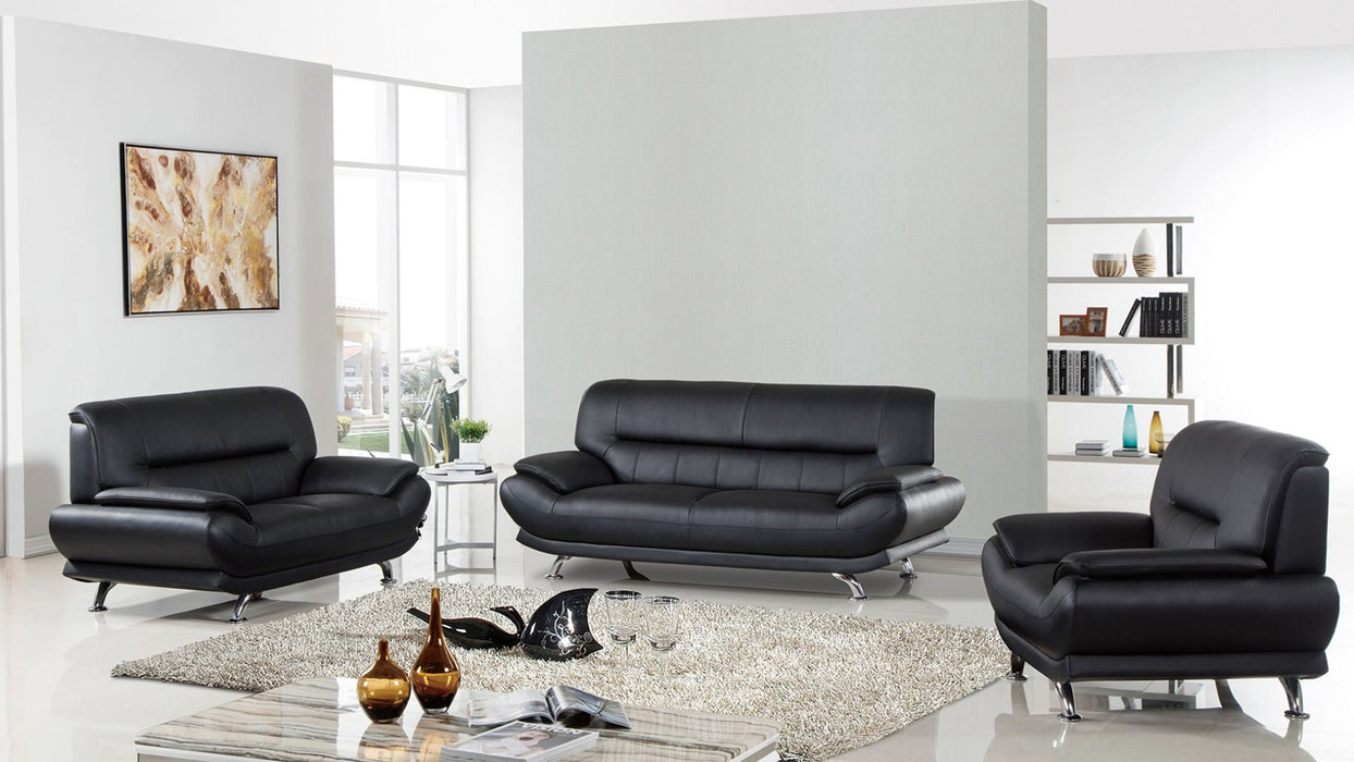 American Eagle Furniture - EK-B118 Black Genuine Leather Loveseat - EK-B118-BK-LS - GreatFurnitureDeal