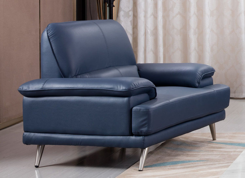 American Eagle Furniture - EK523 Navy Blue Top Grain Leather 3 Piece Living Room Set -EK523-NB-SLC