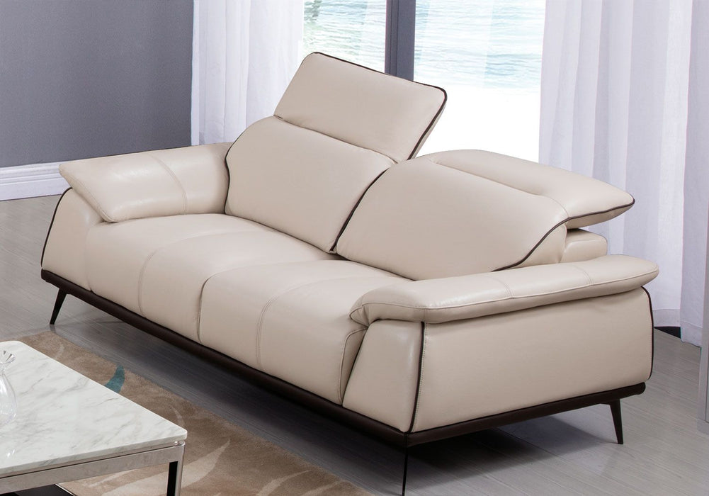 American Eagle Furniture - EK526 Light Tan with Dark Brown Trim Top Leather Loveseat - EK526-LT/DB-LS - GreatFurnitureDeal