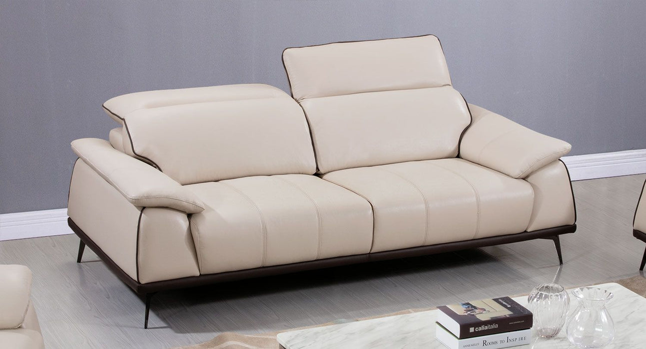 American Eagle Furniture - EK526 Light Tan with Dark Brown Trim Top Leather Sofa - EK526-LT/DB-SF - GreatFurnitureDeal